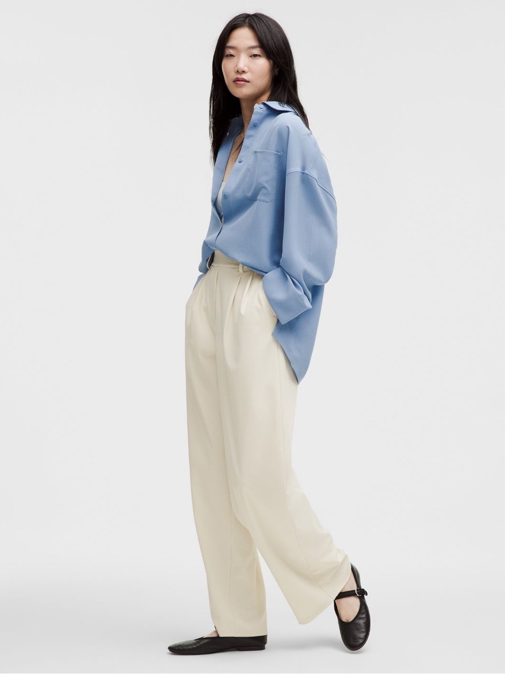 LULULEMON Daydrift High Rise Wide Leg Trouser Reg • L •Light Ivory NWT $148